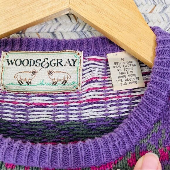 Vintage purple oversized 80’s grandma sweater size small - Picture 5 of 6